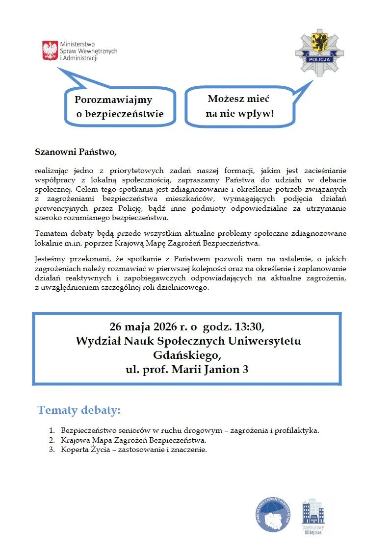 Debata społeczna o bezpieczeństwie mieszkańców