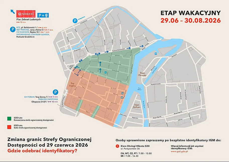 Wakacyjna organizacja ruchu w Śródmieściu Gdańska