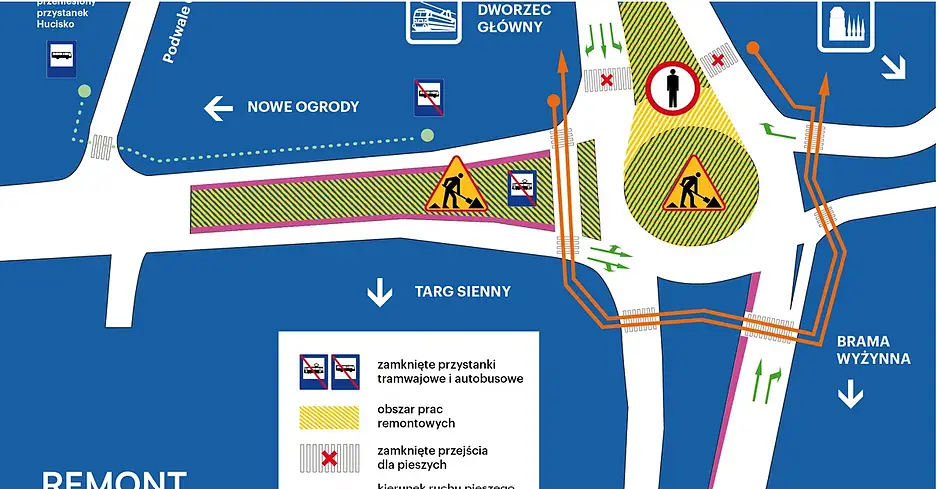 Od 18 lipca wprowadzane są zmiany w ruchu w Węźle Hucisko