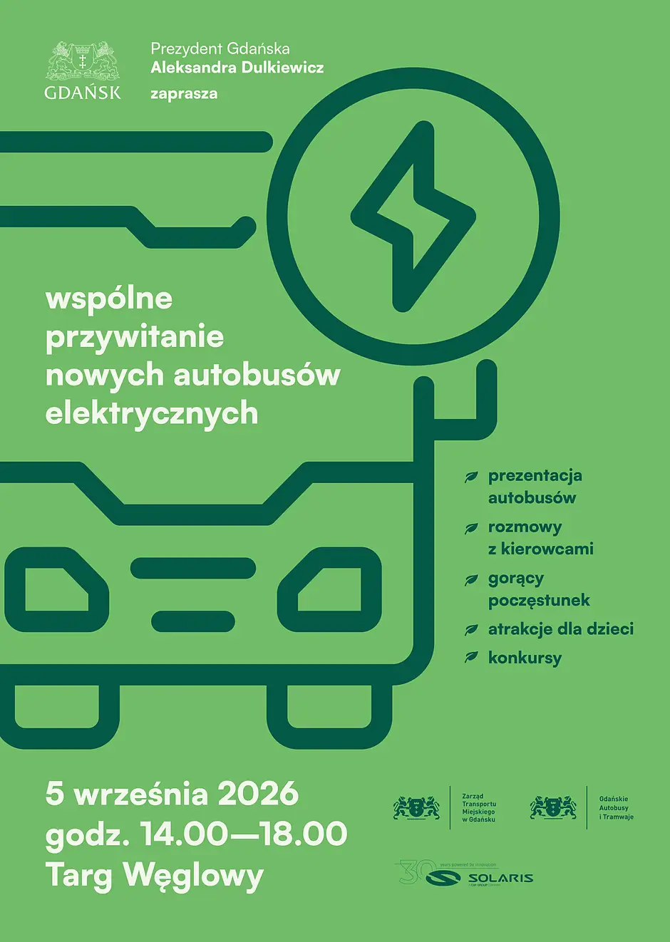 Uroczystość powitania nowych autobusów elektrycznych na Targu Węglowym